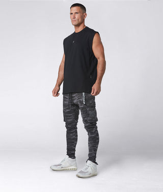 975. Viscose Oversized Preshrunk  Sleeveless Athletic Shirt For Men Black