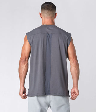 975. Viscose Oversized Sleeveless Shirt For Men Grey