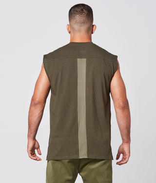975. Viscose Oversized Sleeveless Bodybuilding Shirt For Men Military Green