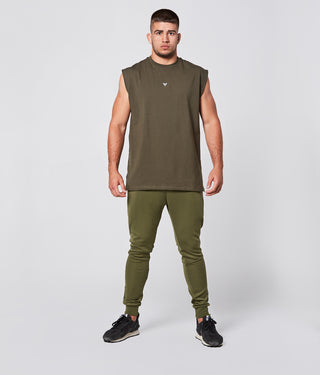 975. Viscose Oversized Sleeveless Crossfit Shirt For Men Military Green