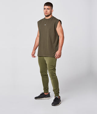 975. Viscose Oversized Sleeveless Bodybuilding Shirt For Men Military Green