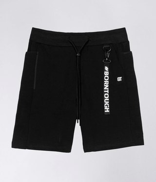 Born Tough Men Breathable Elastic Panel Core Fit Zippered Shorts Black