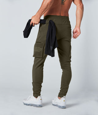 Born Tough Slim Fit Crossfit Cargo Jogger Pants For Men Military Green