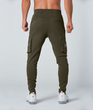 Born Tough Slim Fit Athletic Cargo Jogger Pants For Men Military Green