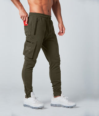 Born Tough Slim Fit Running Cargo Jogger Pants For Men Military Green