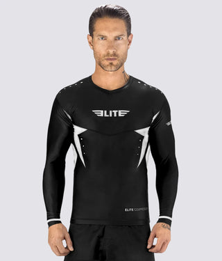 Men's Star White Long Sleeve Muay Thai Rash Guard