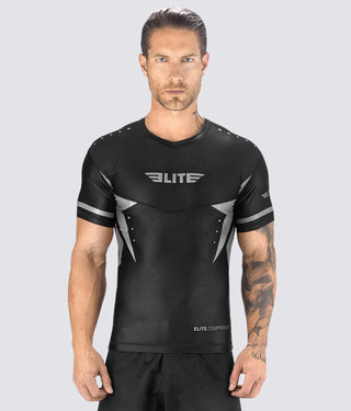 Star Gray Short Sleeve Training Rash Guard for Men
