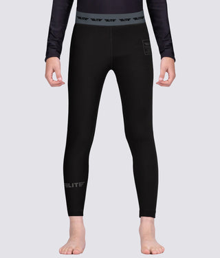 Kids' Plain Black Compression Karate Spat Pants