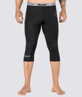Men's Three Quarter Black Compression Training Spat Pants