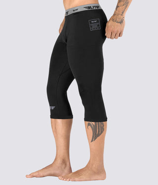 Men's Three Quarter Black Compression Taekwondo Spat Pants