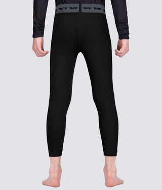 Kids' Plain Black Compression Judo Spat Pants