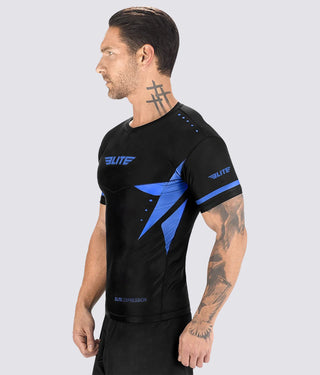 Men's Star Blue Short Sleeve Judo Rash Guard