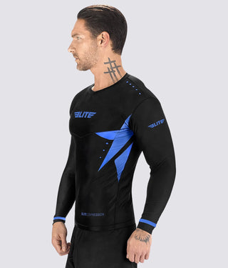 Men's Star Blue Long Sleeve Training Rash Guard