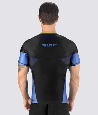 Men's Honey Comb Blue Short Sleeve Judo Rash Guard