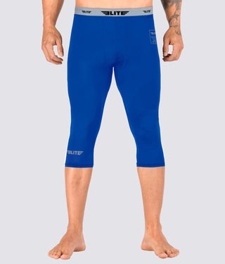 Men's Three Quarter Blue Compression Boxing Spat Pants