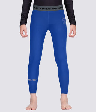 Kids' Plain Blue Compression Boxing Spat Pants