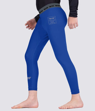 Kids' Plain Blue Compression Boxing Spat Pants