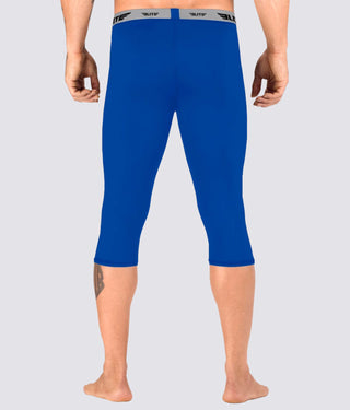 Men's Three Quarter Blue Compression Muay Thai Spat Pants