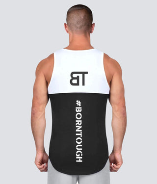 Born Tough Crucial Bounty TD White Extended Scallop Hem Gym Workout Tank Top for Men