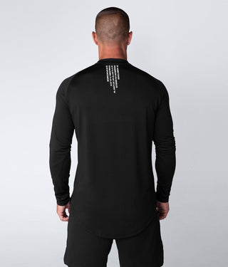 Born Tough Air Pro™ Long Sleeve Extended Scallop Hem Fitted Tee Gym Workout Shirt For Men Black