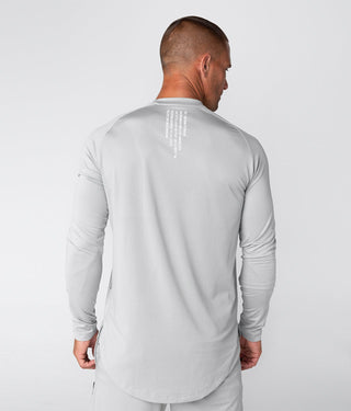 Born Tough Air Pro™ Long Sleeve Extended Scallop Hem Fitted Tee Gym Workout Shirt For Men Steel Gray