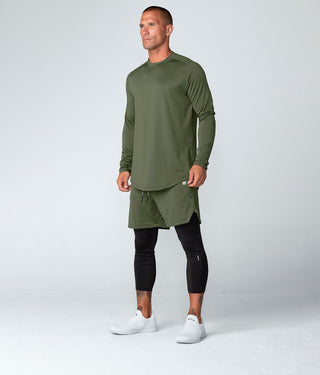 Born Tough Air Pro™ Long Sleeve Moisture Wicking Fitted Tee Gym Workout Shirt For Men Military Green