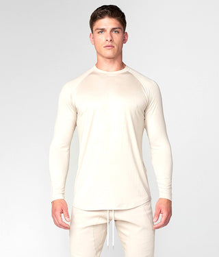 Born Tough Men Extended Scallop Hem Core Fit LS Shirt Stone