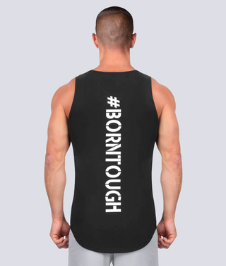 Born Tough Crucial Bounty TD Black Extended Scallop Hem Gym Workout Tank Top for Men