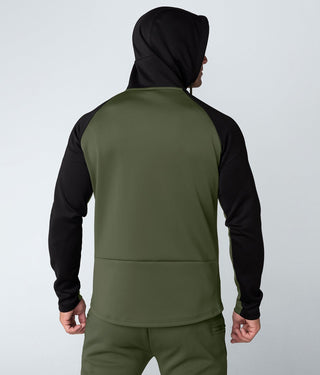 Born Tough Momentum High-Quality Zipper Drawstrings Green/Black Gym Workout Hoodie for Men
