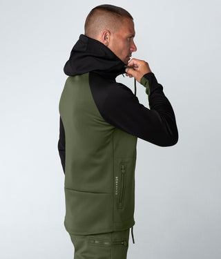 Born Tough Momentum Side-Pocket Drawstrings Green/Black Gym Workout Hoodie for Men