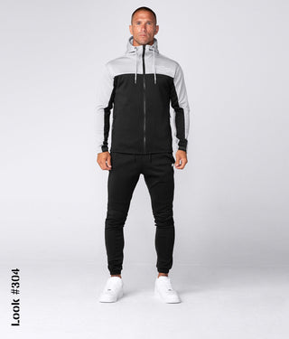 Born Tough Momentum Dual Colored Drawstrings Gray/Black Gym Workout Hoodie for Men