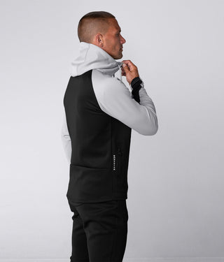 Born Tough Momentum High-Quality Zipper Drawstrings Gray/Black Gym Workout Hoodie for Men