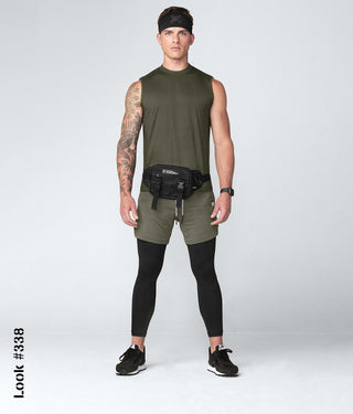 Born Tough Army Green Mock Neck Sleeveless Gym Workout Shirt For Men