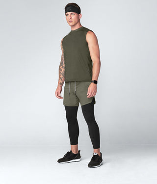 Born Tough Army Green Ultrasoft Sleeveless Gym Workout Shirt For Men