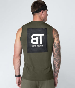 Born Tough Army Green Highly Breathable Sleeveless Gym Workout Shirt For Men