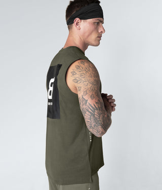 Born Tough Army Green Stretchable Sleeveless Gym Workout Shirt For Men