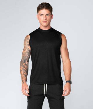 Born Tough Black Curved Hems Sleeveless Gym Workout Shirt For Men