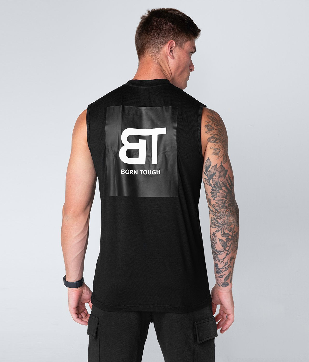 Born Tough Sleeveless Black Gym Workout Shirt For Men - Elite Sports