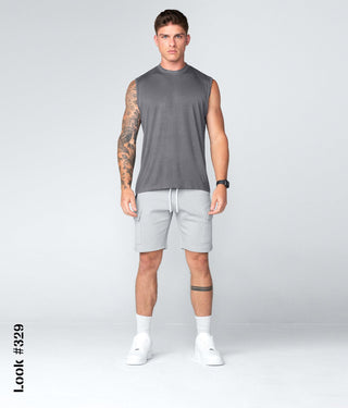 Born Tough Gray Mock Neck Sleeveless Gym Workout Shirt For Men