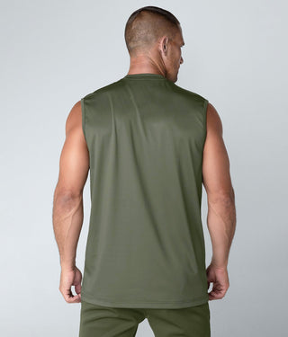 Born Tough Momentum Extended Back-Hem Sleeveless T-Shirt For Men Military Green