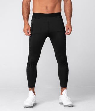 Born Tough Side Pockets Compression Signature Elastane Blend Gym Workout Pants For Men Black