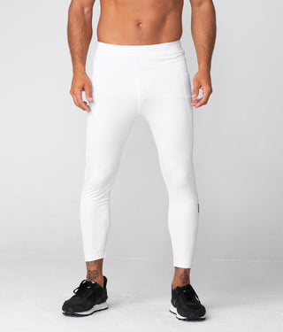 Born Tough Side Pockets Compression Signature Elastane Blend Gym Workout Pants For Men White