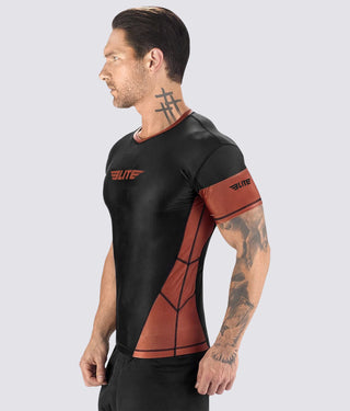 Men's Honey Comb Brown Short Sleeve Training Rash Guard