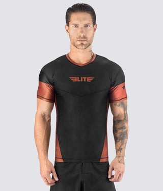 Men's Honey Comb Brown Short Sleeve Training Rash Guard