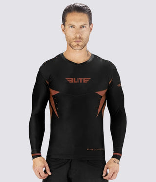 Men's Star Brown Long Sleeve Muay Thai Rash Guard