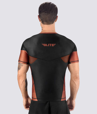 Men's Honey Comb Brown Short Sleeve Training Rash Guard