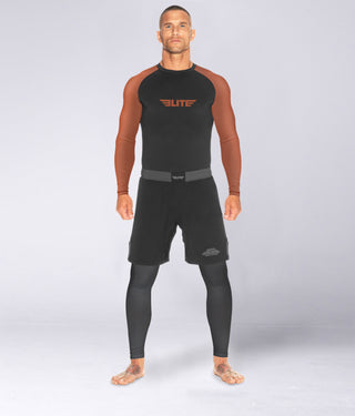 Men's Standard Brown Long Sleeve Judo Rash Guard