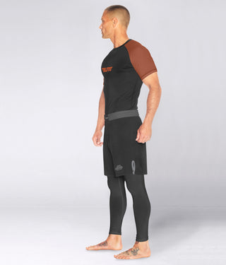 Men's Standard Brown Short Sleeve Judo Rash Guard