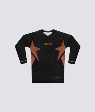Star Brown Long Sleeve Training Rash Guard for Men
