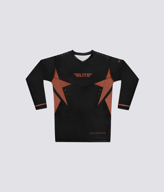 Men's Star Brown Long Sleeve Judo Rash Guard